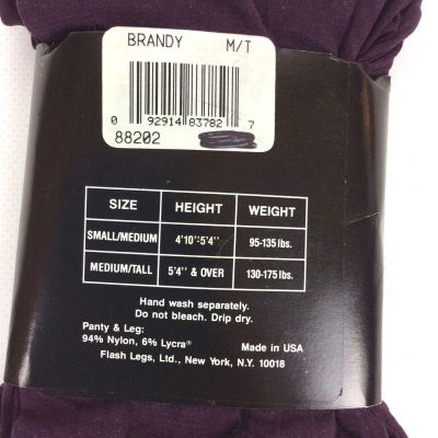 Flash Legs Womens Opaque Tights Size Medium Tall Brandy Purple Nylon Blend USA