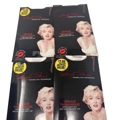 NEW Marilyn Monroe Black Opaque Thigh Highs Lace Cuff/silicone Grip One Size lot