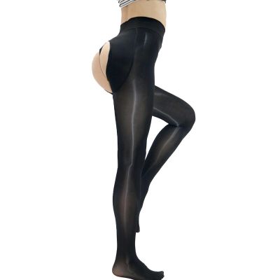 Shiny Tights for Women Sheer Control Top Pantyhose with Plus Size Crotch Tigh...