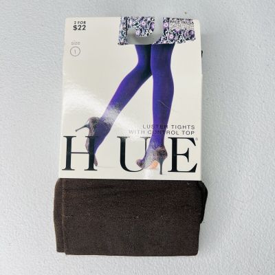 NWT HUE Womens Luster Tights Control Top Size 1 Espresso 1 Pair  Pack New
