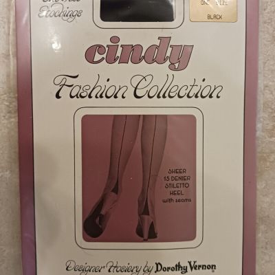 Cindy Fashion Collection, Hosiery, Style 135, Black, Sheer, 100perc Nylon, One Size