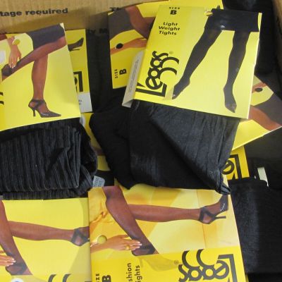 Wholesale Lot of 40 pairs L'eggs Fashion Tights size B . Black NEW #017069