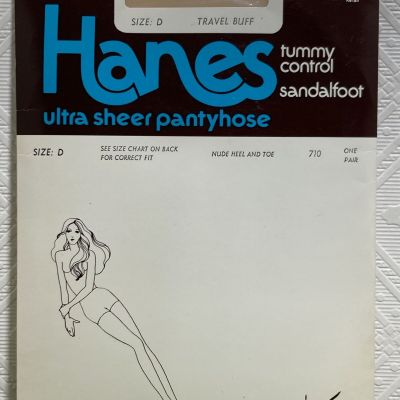 Hanes Ultra Sheer Pantyhose Size D Travel Buff Tummy Control Sandalfoot
