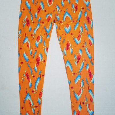 LuLaRoe Tall & Curvy Leggings Orange Blue Red Geo Summer Fall Bright YQ