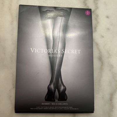 NEW Victorias Secret Hosiery Lace Top Thigh Highs w/ Reinforced Heel Large