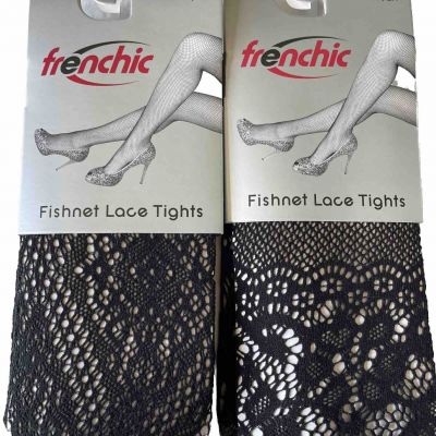 2 FRENCHIC Fishnet Lace Tights 1X/2X - Unopened - 2 Different Designs Black