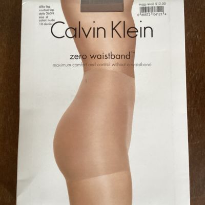 Calvin Klein Zero Waistband Control Top Pantyhose Nude Style 360N Size D