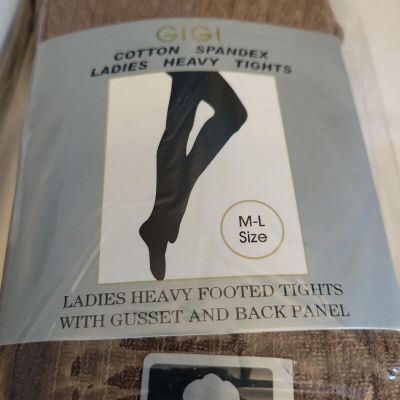 Gigi Cotton Spandex Ladies Heavy brown  Tights new in package sz M-L