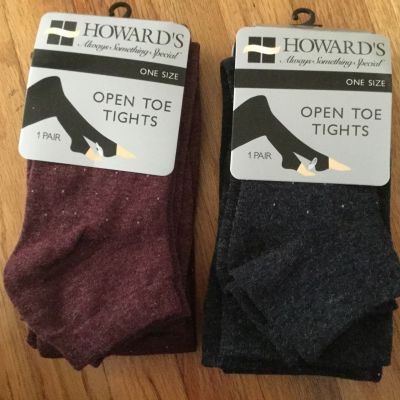 Open Toe Tights With Polka Dots - Gray or Burgundy