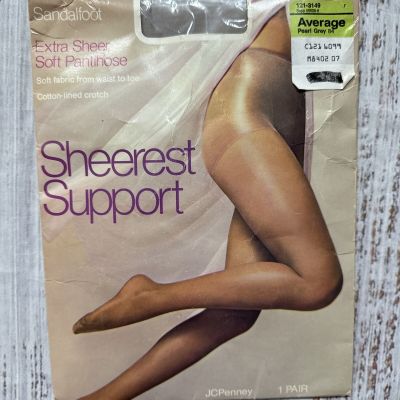 JCPENNEY SHEEREST SUPPORT EXTRA SHEER SOFT PANTYHOSE SIZE AVERAGE PEARL GRAY