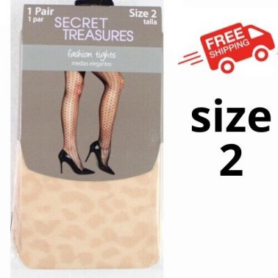 Secret Treasures women's size 2 Nude Leopard Pattern Fashion Tights NEW