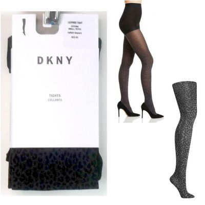 Womens DKNY Opaque Leopard Print Tights Gray Black Size S New DFY066
