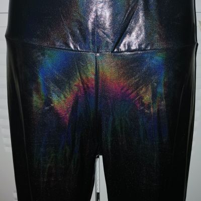 Daisy Faux Leather Wet Look Leggings Womens Shiny Stretch High Waist Jr's L NWT