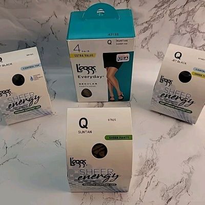 L’eggs Reg Pantyhose/Sheer Tights Med Support~Please See Details*7 TOTAL PAIRS*