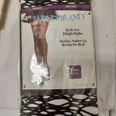 Web Net Thigh Highs Wonderland Women's One Size Brand New In Sealed Pkg Block