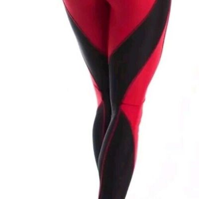 Yoga Pants Leggings Red Heart Stretch Workout Pants High Waist Size M