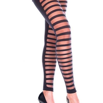 sexy MUSIC LEGS front HORIZONAL mesh stripe FOOTLESS stockings PANTYHOSE leggins