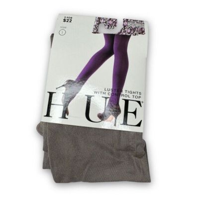 HUE Stoneware Gray Luster Tights w/Control Top Womens Size 1 #U2167 ~ 1 Pair New