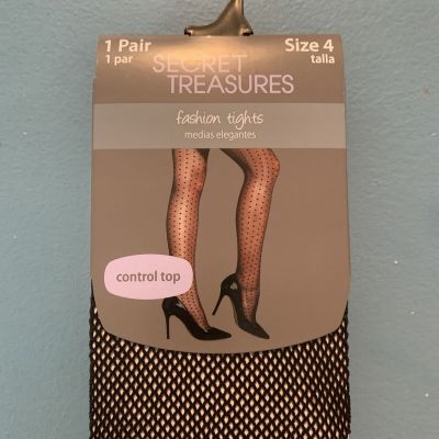 BNWT Secret Treasure Fish Net Sexy Size 4 Black Tights 205lbs-250lbs