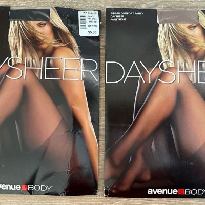 Avenue Body Daysheer Leg rcomfort pantyhose Size C -Lot of 2 - Beige & Jet Black