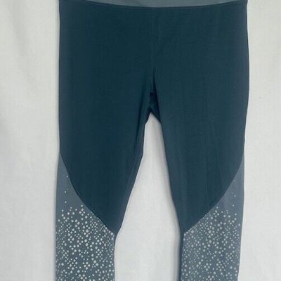 Fabletics Womens Leggings Capri Pants Blue/Silver Zip Pocket Size Medium