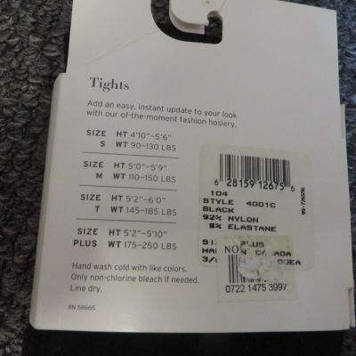 Nordstrom Black  TIGHTS  SIZE PLUS  NEW   SAME DAY SHIP MENT