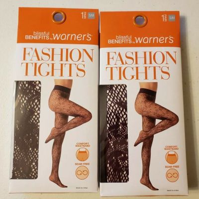 Blissful Benefits by Warner's Fashion Tights Lot of 2 Seam Free Wine Size S/M