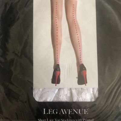 Sheer Lace Stockings With Heart Backseam One Size