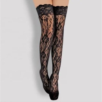 Lace Rose Thigh High Stocking Sexy Lingerie Pantyhose Stocking Hosiery OS PLUS