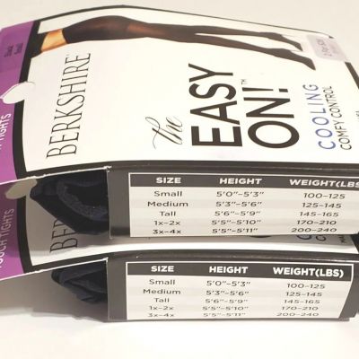 Set of 2 Berkshire Easy On Cool Comfy Control 40 Denier Black Tights Size Small