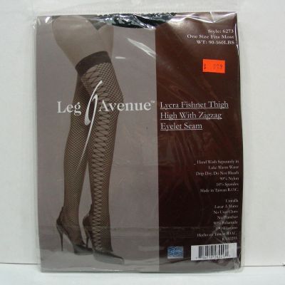 LEG AVENUE - ONE SIZE FITS MOST (90-160 LBS) FISHNET WITH EYELET SEAM STOCKINGS!