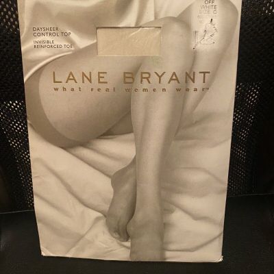 LANE BRYANT Daysheer Invisible Reinforced Toe Pantyhose ~ Off White Sz C NIP