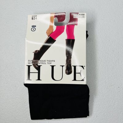 NWT Black Women's Hue Super Opaque Tights w/ Control Top 1 Pair Size 1