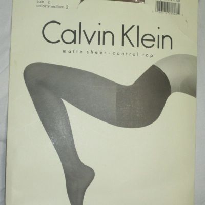CALVIN KLEIN Matte Sheer Control Top SIZE C Medium 2 Vintage 1994 New Pantyhose
