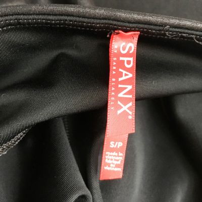 Spanx Womens Leggings Pants Black Stretch Full Length Shiny Elastic Waist S