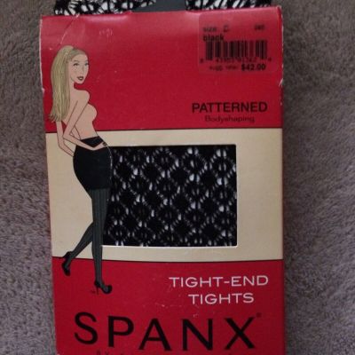 SPANX Size C Black  Patterned Tight-End Tights Style 040 NWT