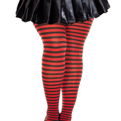 Plus Size Striped Opaque Tights (20100Q-BRD)