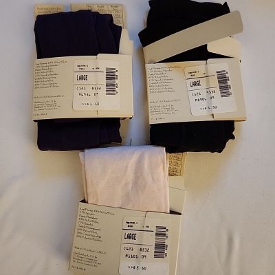 VTG JC Penney  Opaque Tights Large 1 Black 1 Blush 1 Purple 40 Denier Matte NEW
