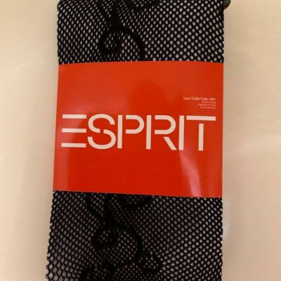 Esprit Black Floral Fishnet  Footed Tights Nylons  SIZE M  L  NEW