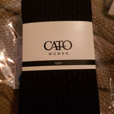 Cato Est 1946 Women's Size 1X (140-180 lbs) Honeycomb Black Tights NWT