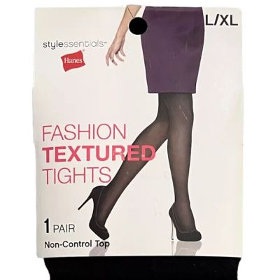 Hanes Style Essentials Fashion Textured Tights Diamond Dot Tights Sz L/XL Black
