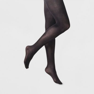 Women's 50D Opaque Control Top Tights - A New Day™ Black M/L