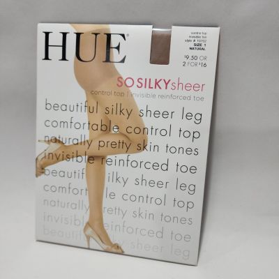 Hue So Silky Sheer Control Top Tights Womens Size 1 Natural Tan 10762