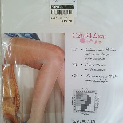 Mura Collant Sheer Tight Lucy C2634 White embroidered Pantyhose Size S