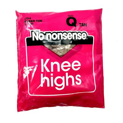 No Nonsense QUEEN Nylon Knee Highs, Tan Sheer Toe 2 PAIR