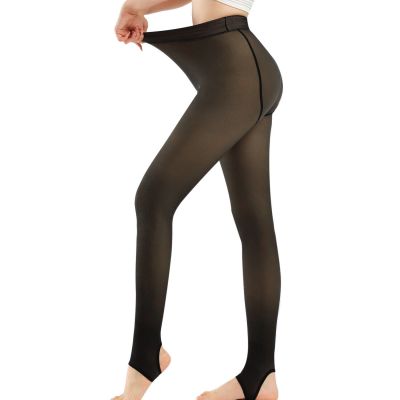 Women's Thermal Warm Sheer Underwear Soft Stretch Seamless Fleece Lined Leggings