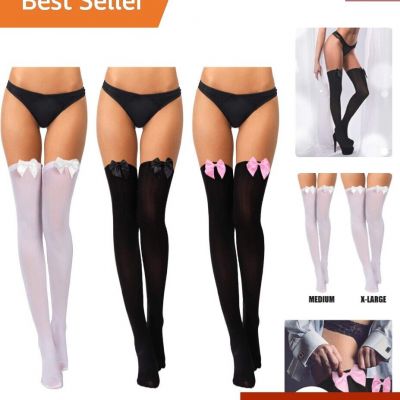 Elegant Women's Thigh High Socks with Soft Acrylic Fibers - Set of 3