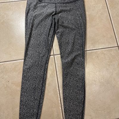 NIKE Dri-Fit Full-Length Leggings Women's Black/Gray Geo Print Logo Size Large