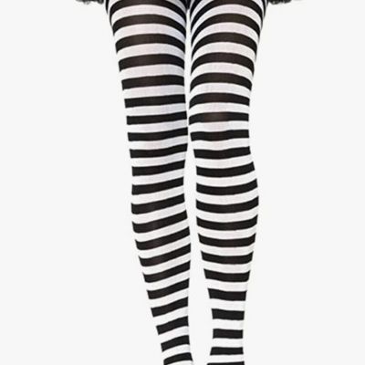 Black and White Striped Pantyhose Halloween Costume Tights - One Size
