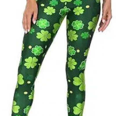 Trendy Design Workout Leggings - Fun Fashion X-Large P. Green 4 Leaf Clovers